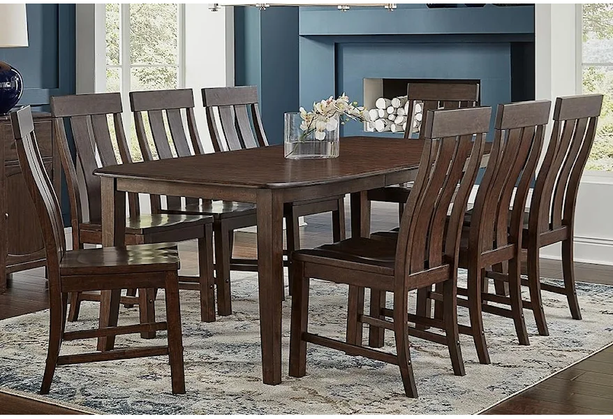 Henderson 9-Piece Wood Leg Table and Chair Set by AAmerica at Esprit Decor Home Furnishings